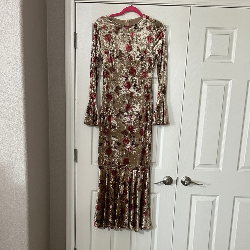 Elegant Floral Velvet Dress